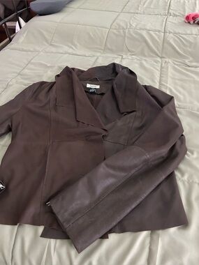 Beautiful real leather shawl, collar jacket.